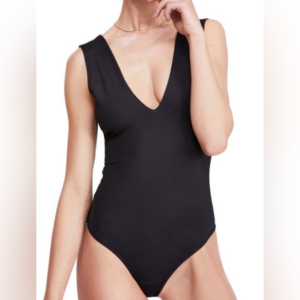 Free People Keep it Sleek Bodysuit in Black